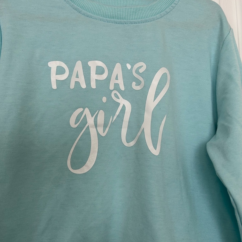 Papa’s Girl Sweatshirt | Teal Graphic Pullover - Picture 2 of 4